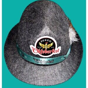 ZEECO 2025 Tulsa Oktoberfest Gray Bavarian Style Hat with Feathers